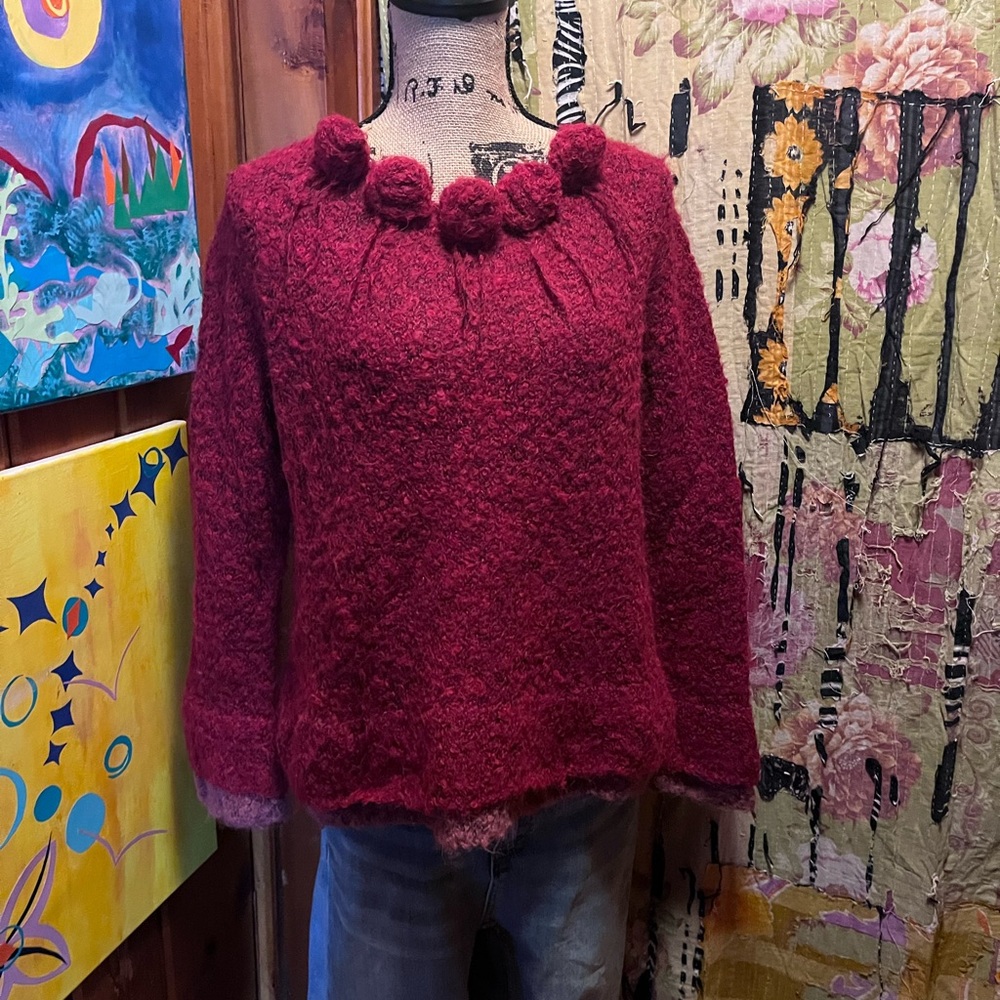 AMANO Two-toned Alpaca Sweater with Peplum